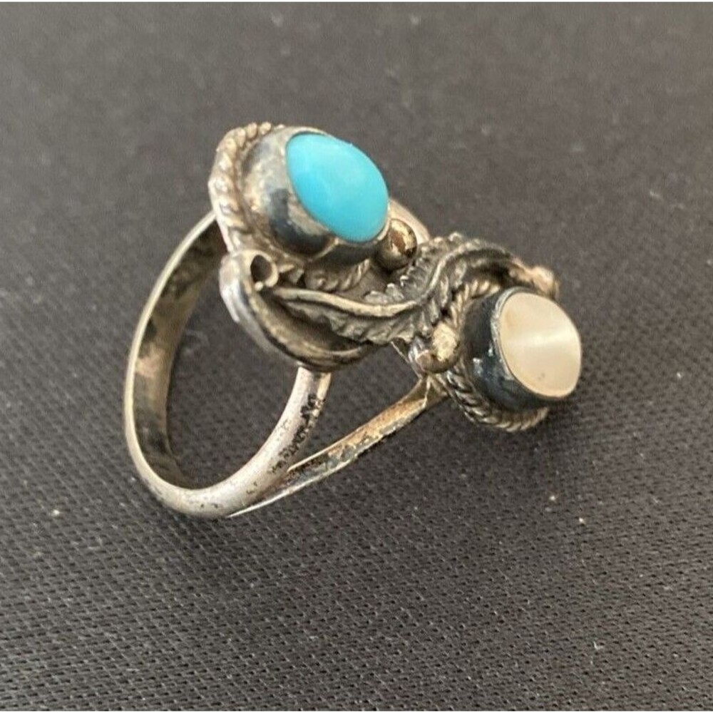 Old Pawn Navajo Turquoise And Shell Ring  Size 6 1/2 approx.